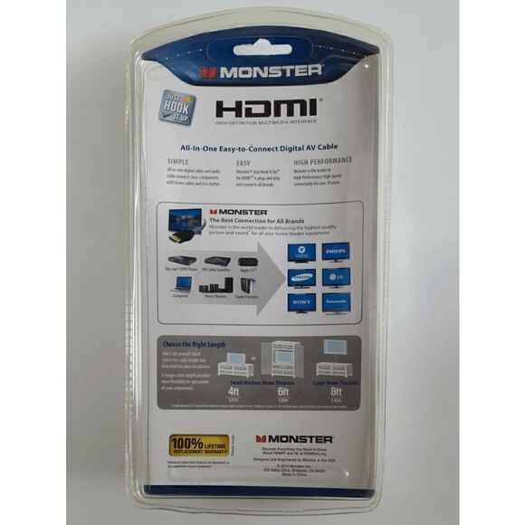 Monster Cable High Performance HDMI Cable - 6-ft NEW IN SEALED BOX - Picture 2 of 8